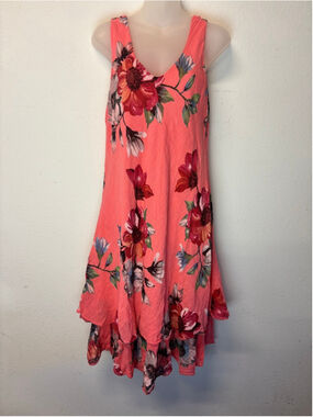 Cherishh Coral Floral Sleeveless Dress M Made in Italy